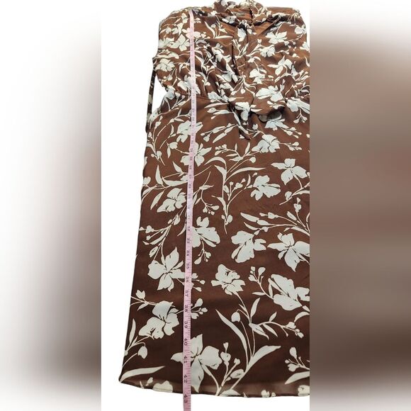 Lane Bryant Dress Long Sleeve Fit Flare Chiffon Fall‎ Brown Twee Cottage 18 1X - Picture 12 of 16